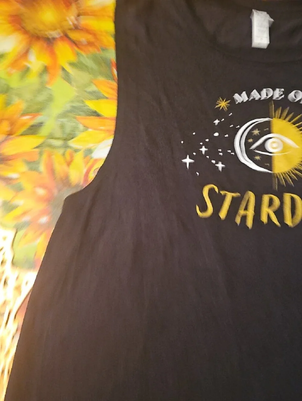 Made of Stardust Black Graphic Muscle Tank